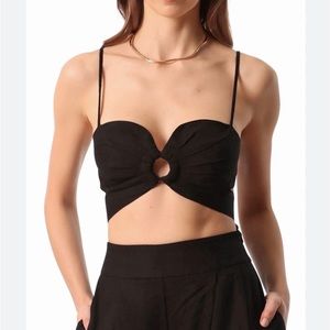 7 FOR ALL MANKIND Ring Linen Blend Bralette Top